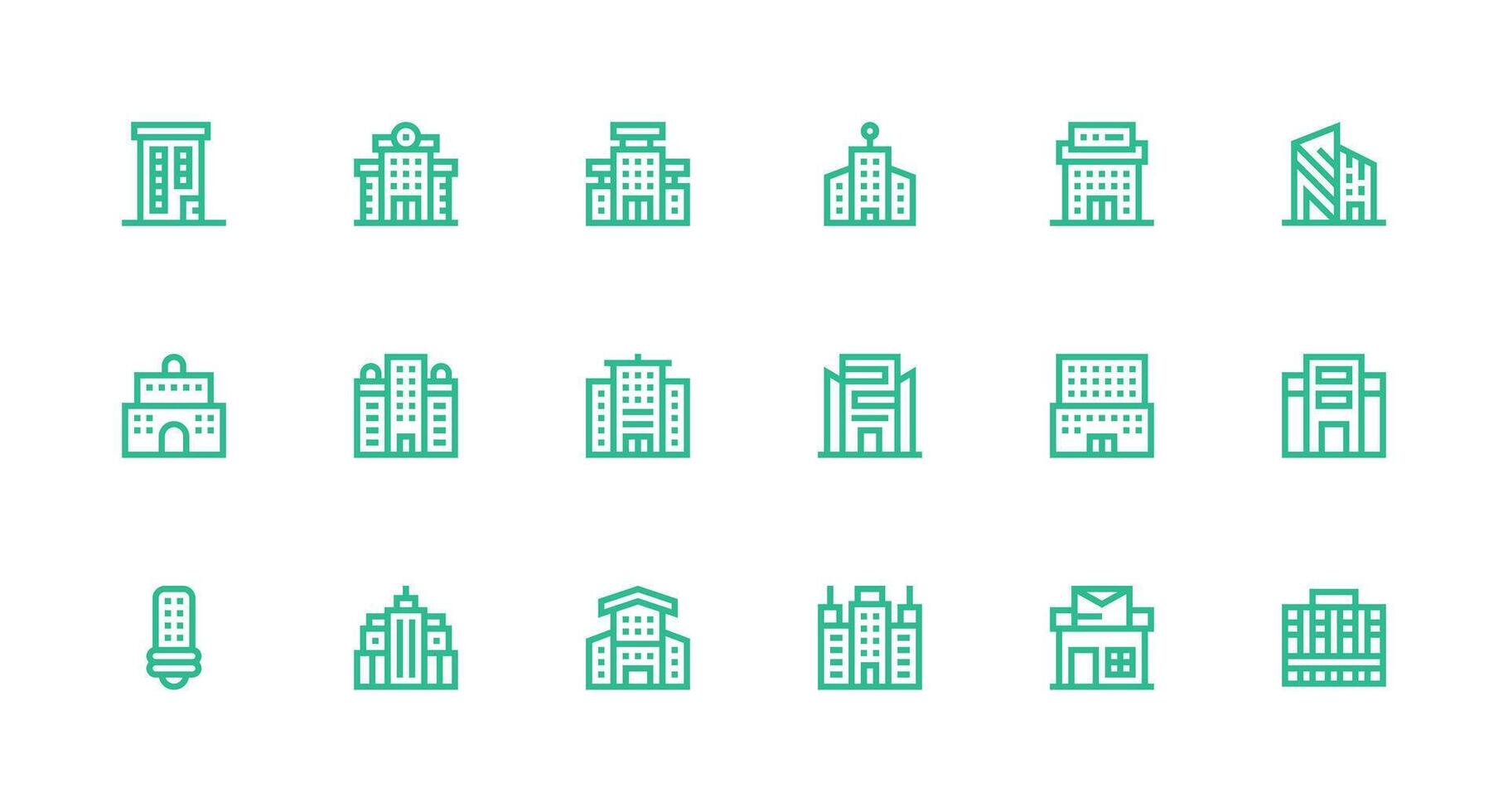 Office Building Icon Collection with 18 Strong Stroke Line Designs Core Icon Collection for Daily Tasks vector