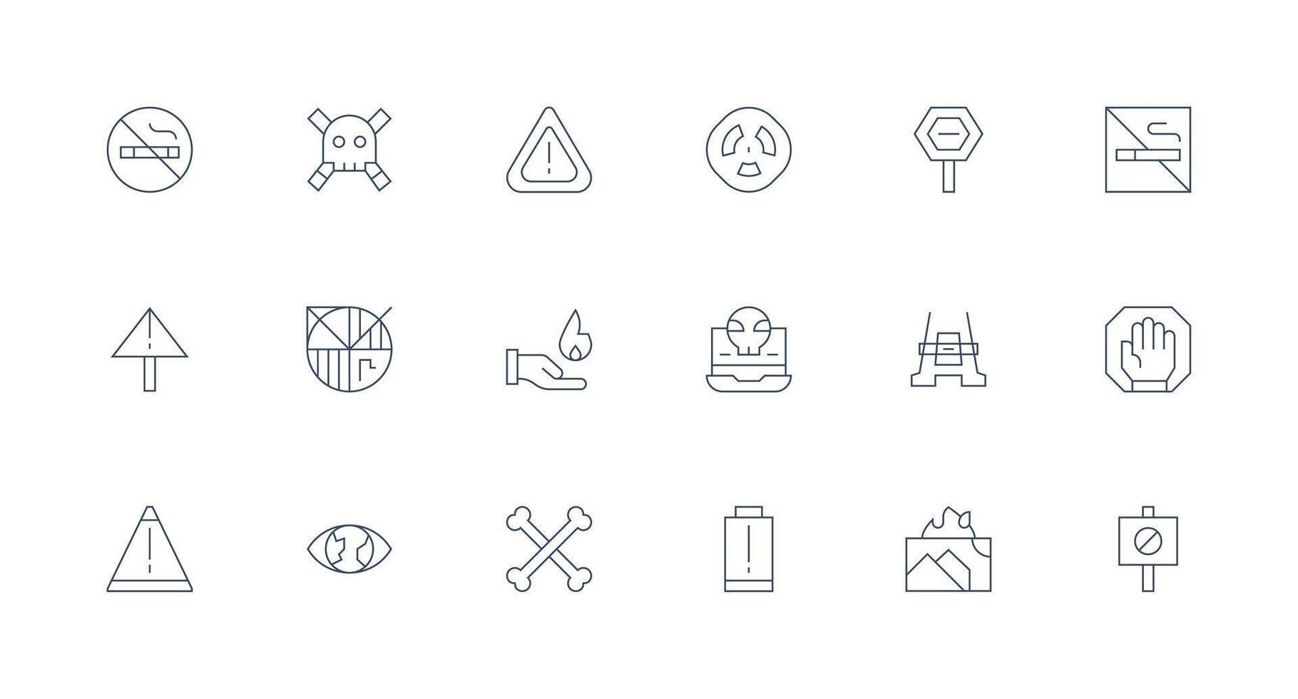 Minimal Line Icons from Warning Sign Set with 18 Vectors Web and App Icon Pack Collection