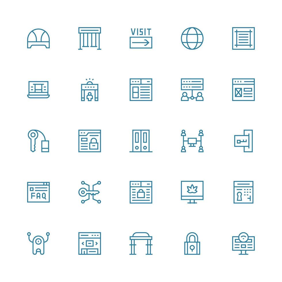 Portal Set with 25 Medium Stroke Outline Icons Core Icon Collection for Daily Tasks vector
