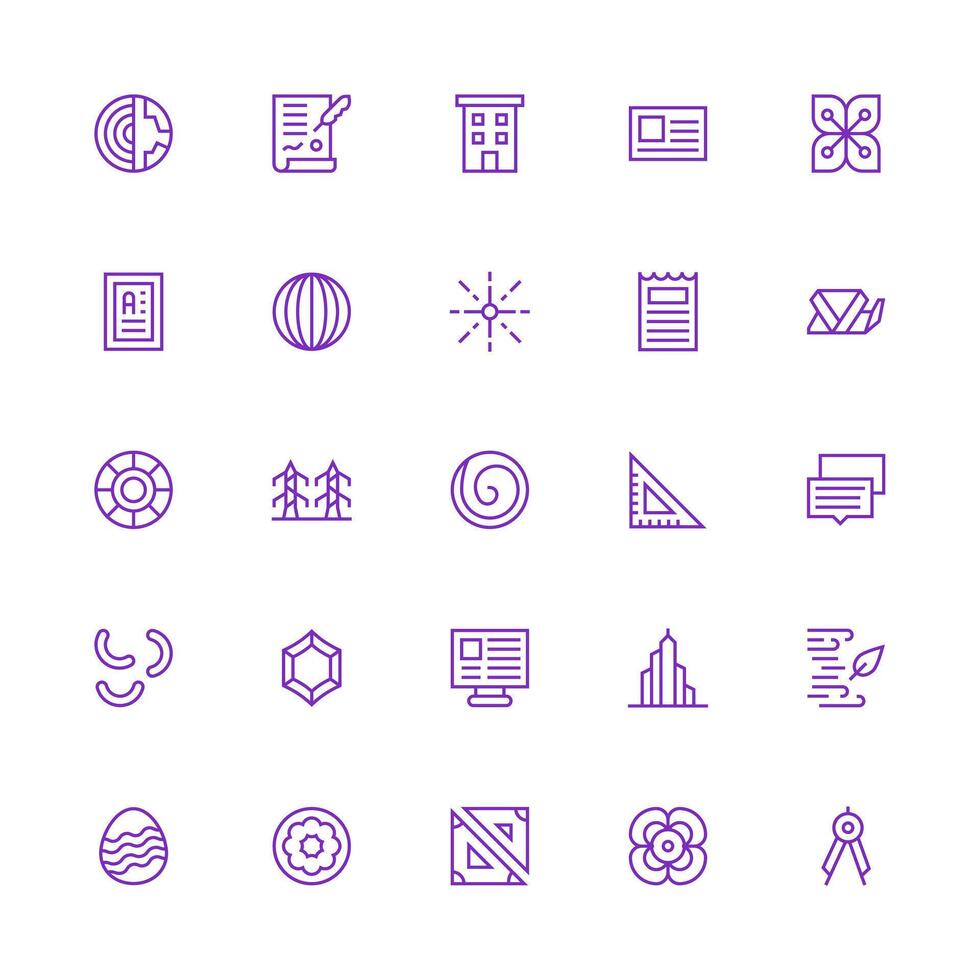 Medium Stroke Outline Icons from Lines Set with 25 Vectors Essential Icons for Rapid UI Building
