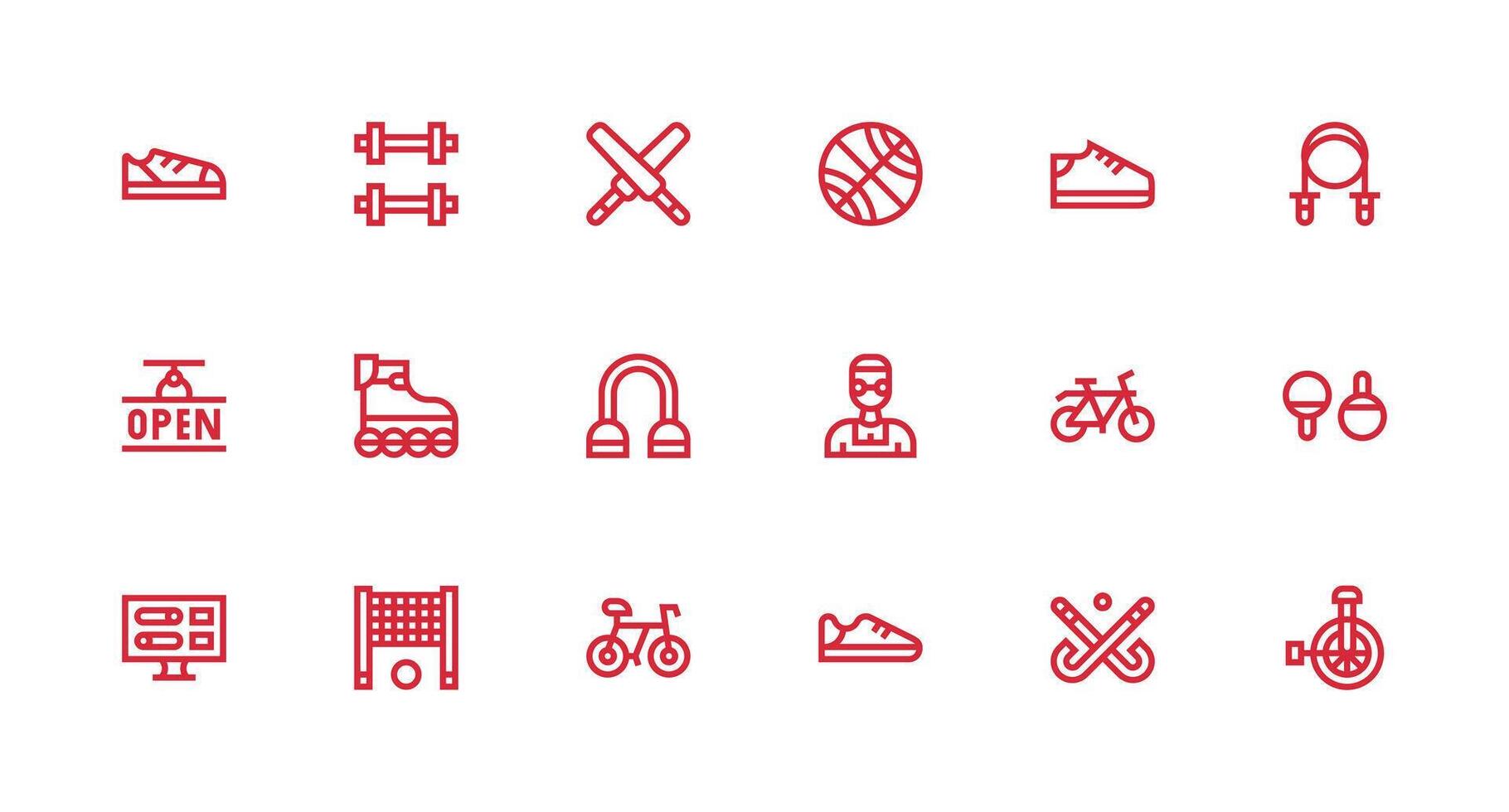 Active Icon Set with 18 Strong Stroke Line Graphics Modern Line and Glyph Icon Series vector