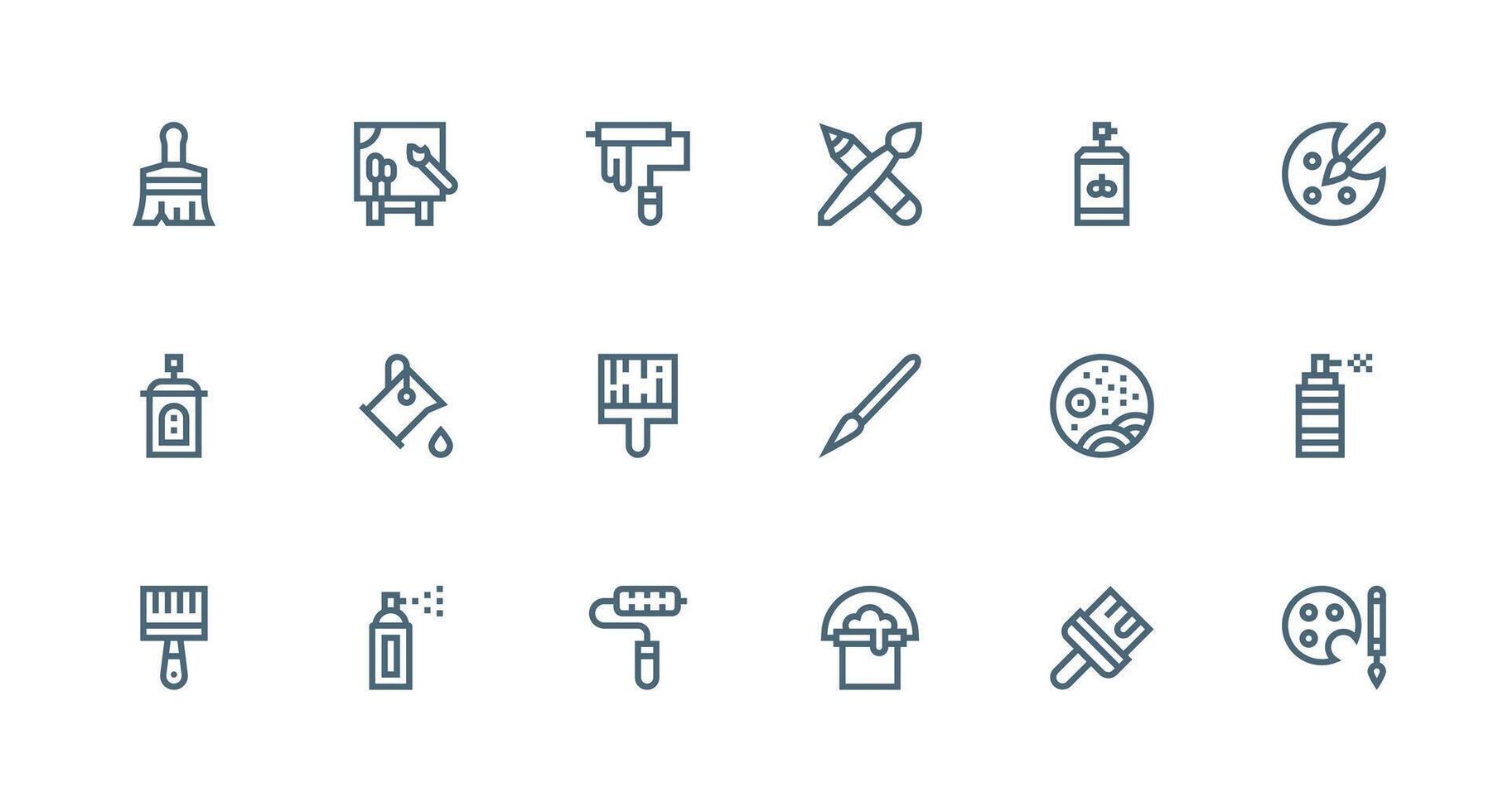18 Strong Stroke Line Style Icons from Paint Collection Clear and Concise Icon Set Collection vector