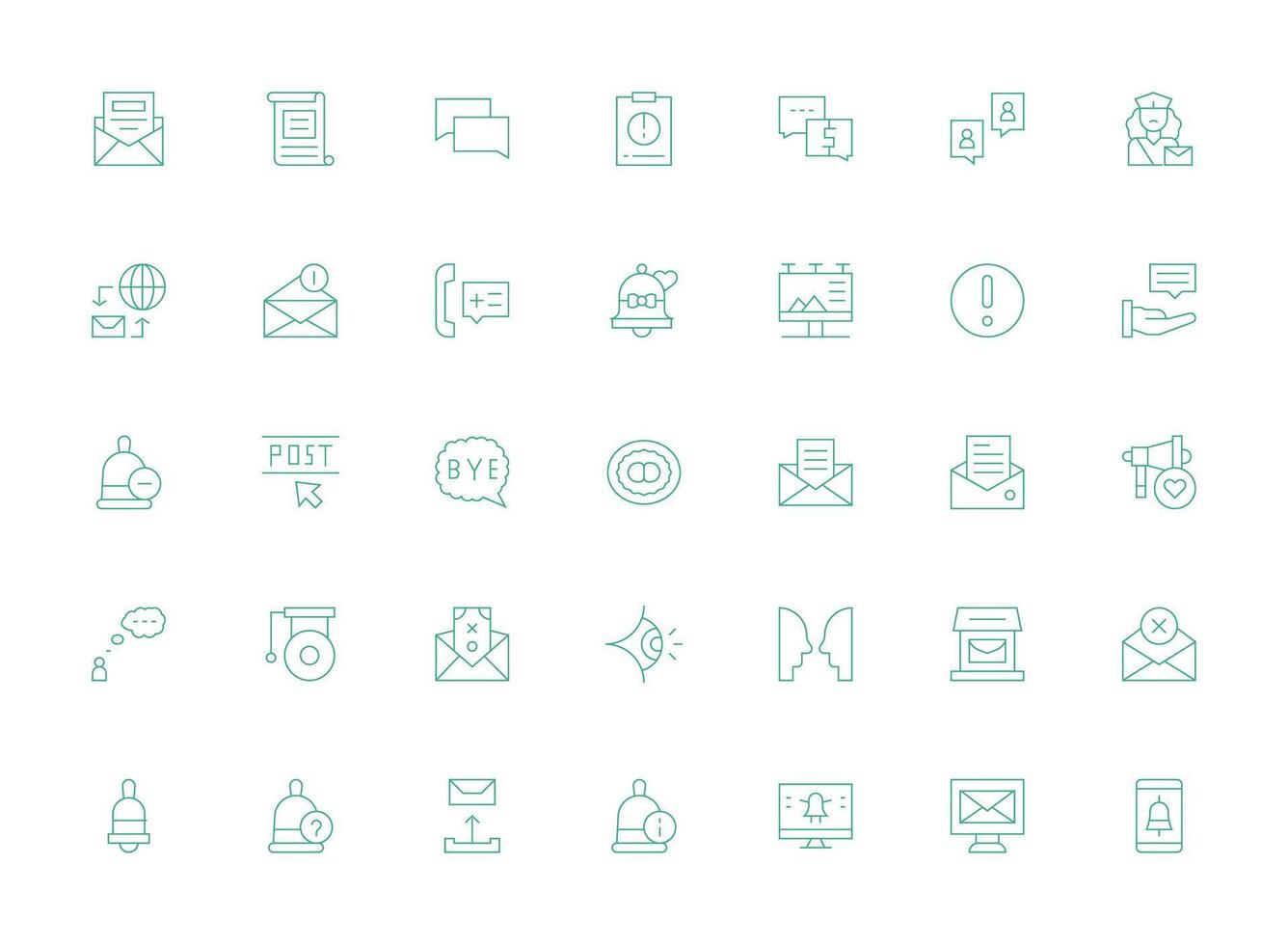 35 Icons for Message in Light Line Format Clean Set for Layout Prototypes vector