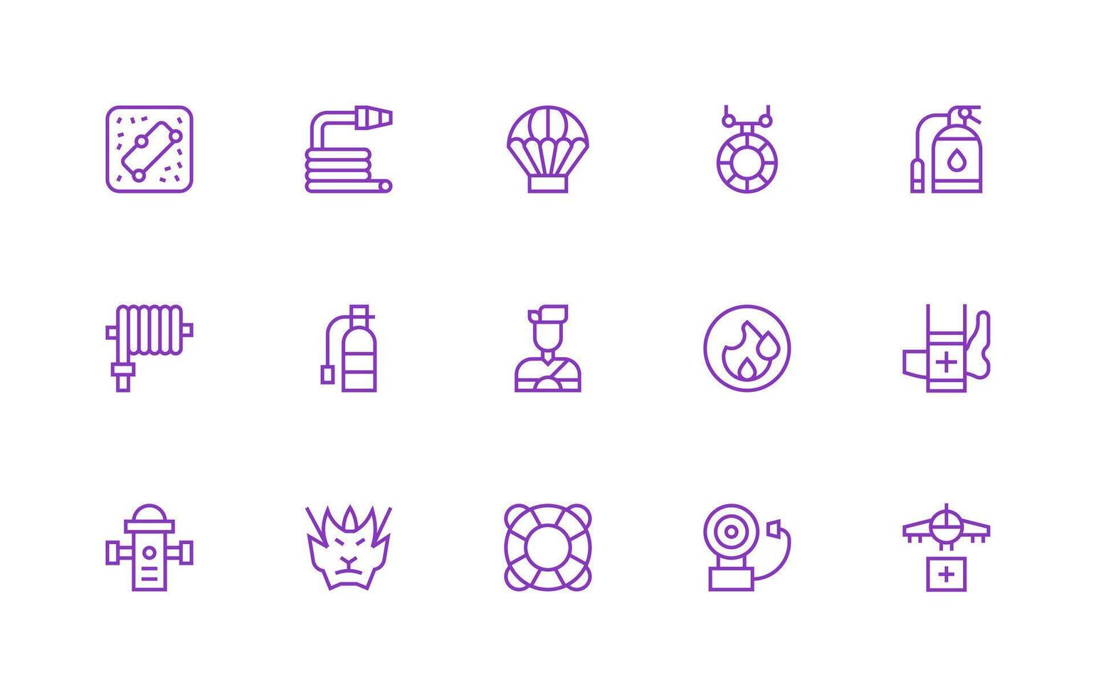Emergency Response Icon Collection with 15 Regular Line Designs Complete Icon Bundle for Web Design vector