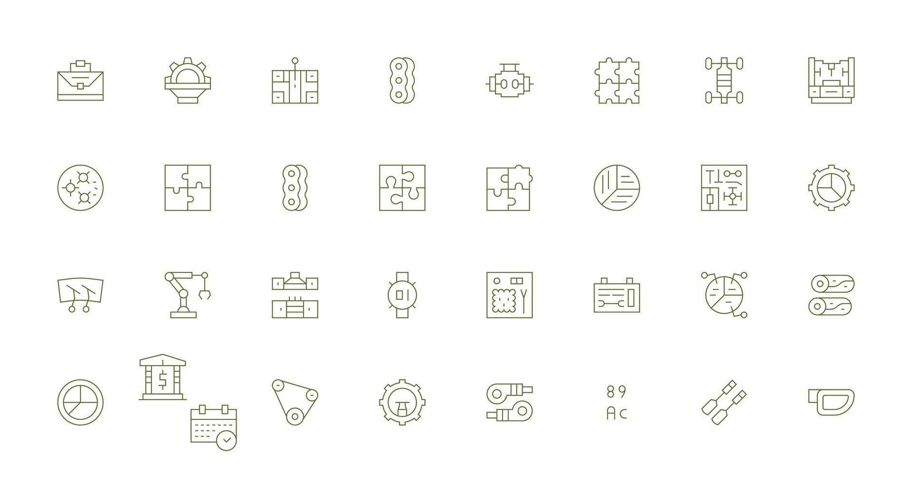 32 Thin Line Icons for Parts Graphics Neutral Style Icons for Any Project vector