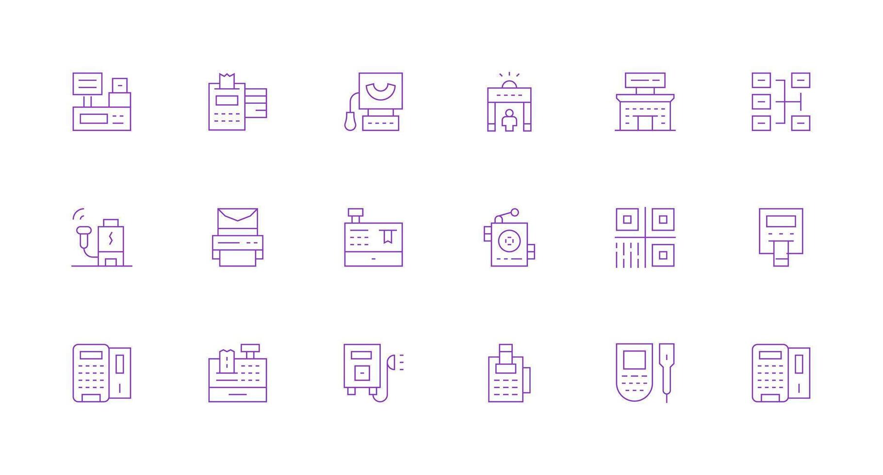 Minimal Line Style Scanner Icons with 18 Vectors Neat Icon Set