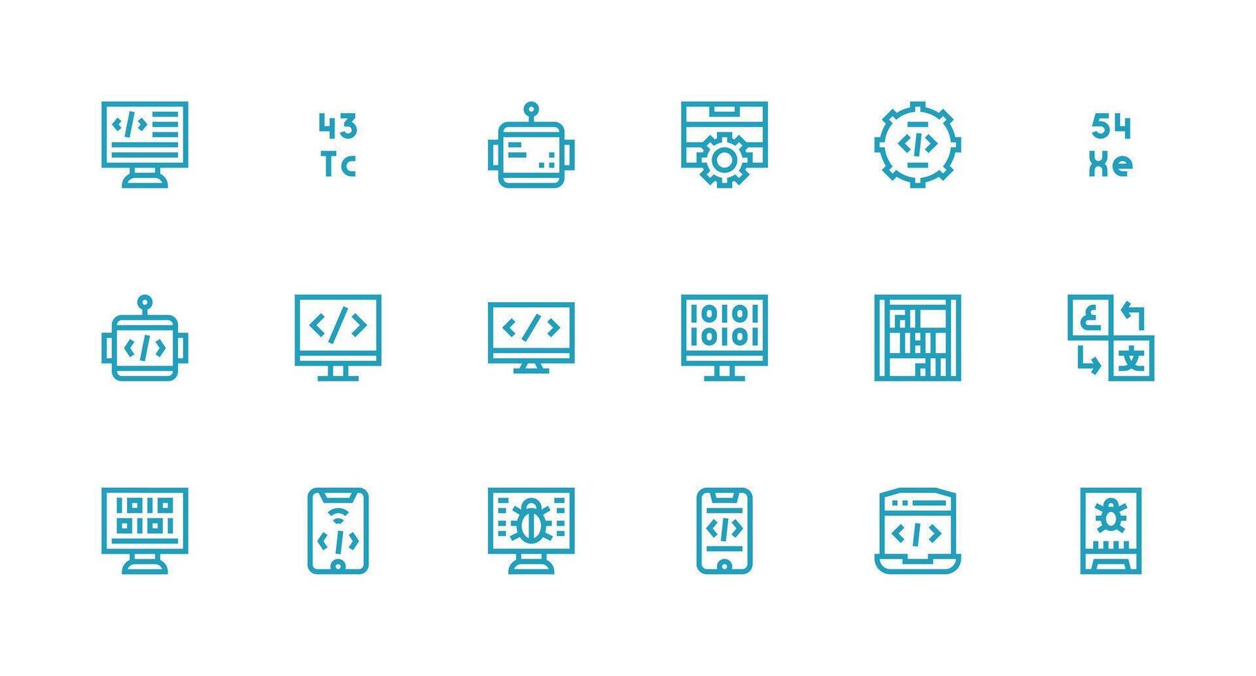 Programming Icon Collection with 18 Strong Stroke Line Designs Icon Pack for UI vector