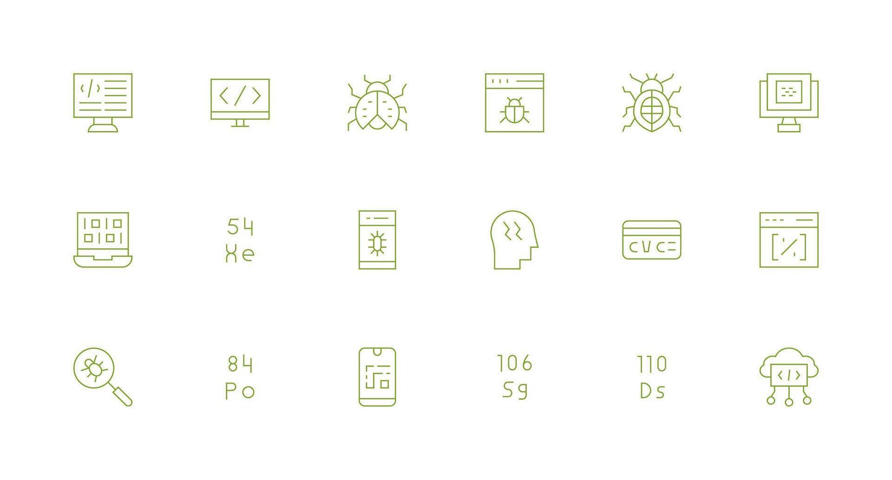 Code Visual Pack containing 18 Minimal Line Icons Complete Icon Set for Mobile Apps vector
