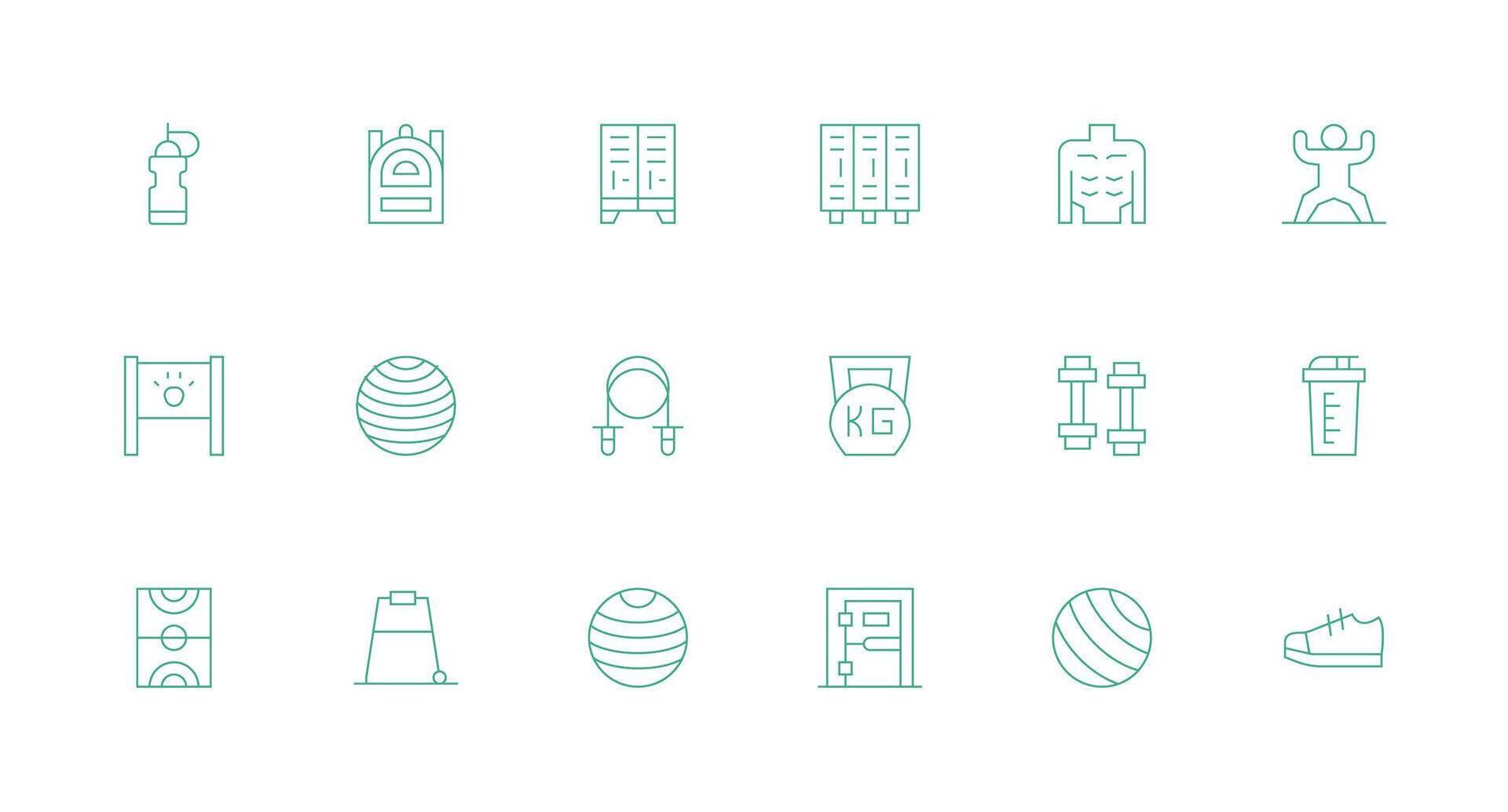 Gym Icon Collection with 18 Minimal Line Designs Icons Built for Visual Consistency Pack vector