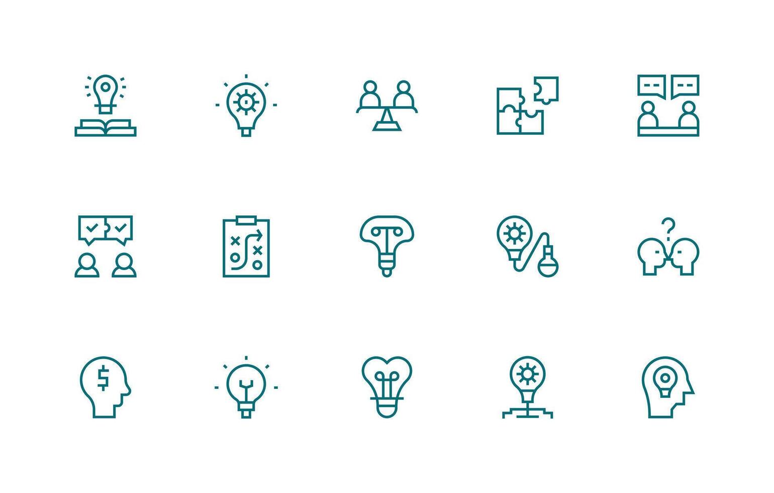 15 Regular Line Style Icons from ProblemSolving Collection Icon Pack for Various Themes vector