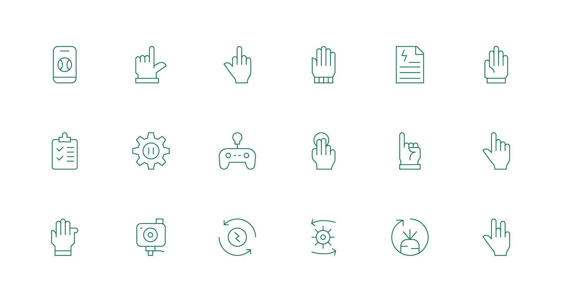18 Action Icons in Minimal Line Aesthetic Clean Set for Layout Prototypes vector