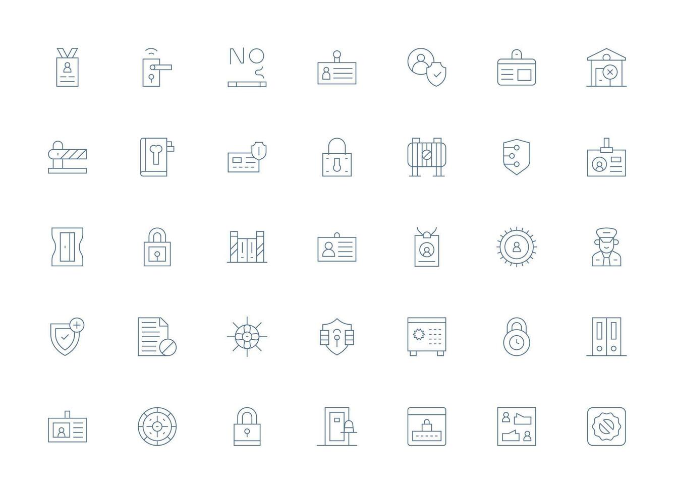 35 Light Line Designs for Access Control Icons Simple Icons for Interface and Wireframes vector