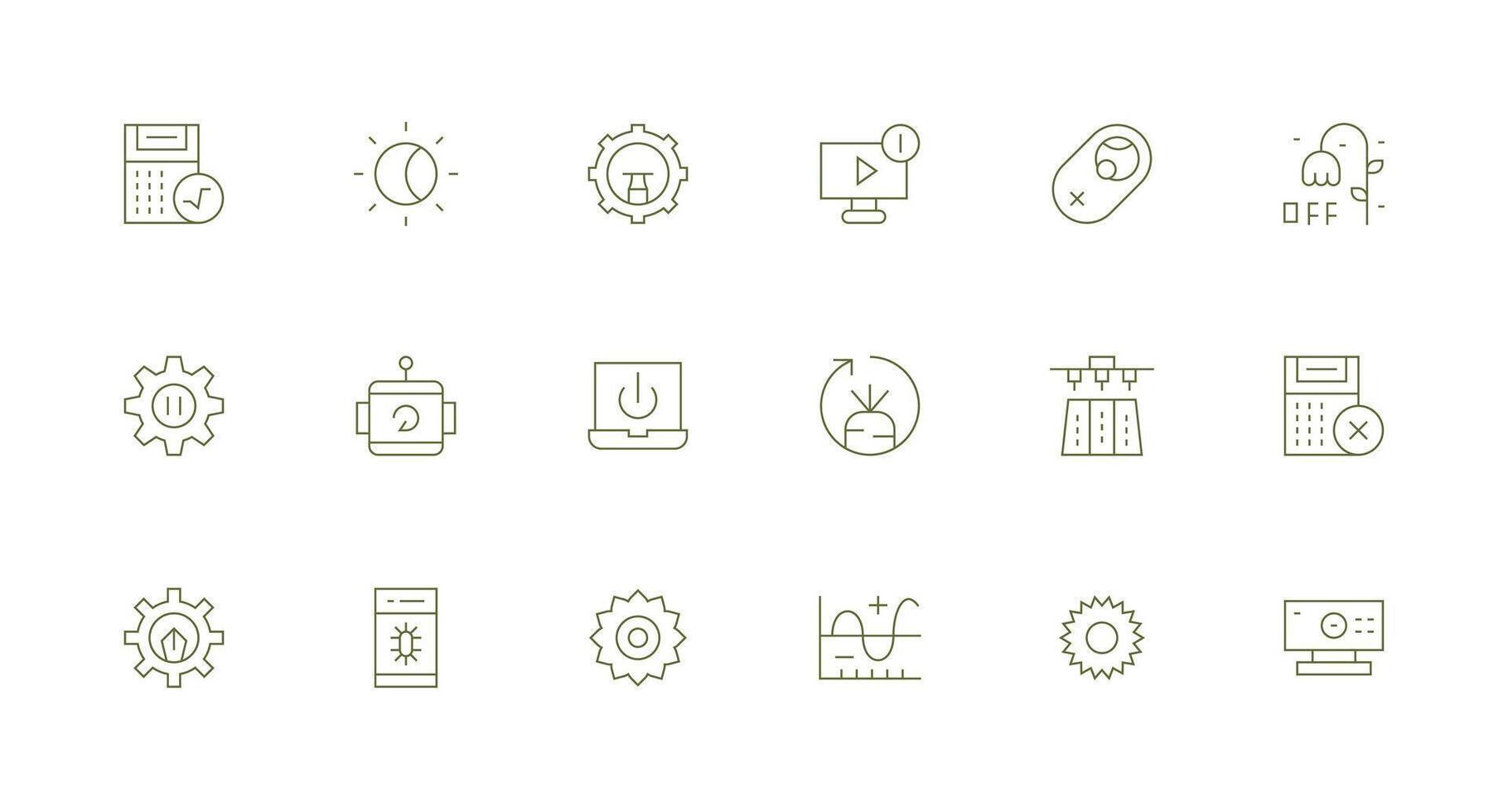 18 Minimal Line Icons for Function Graphics Neat Icon Set vector