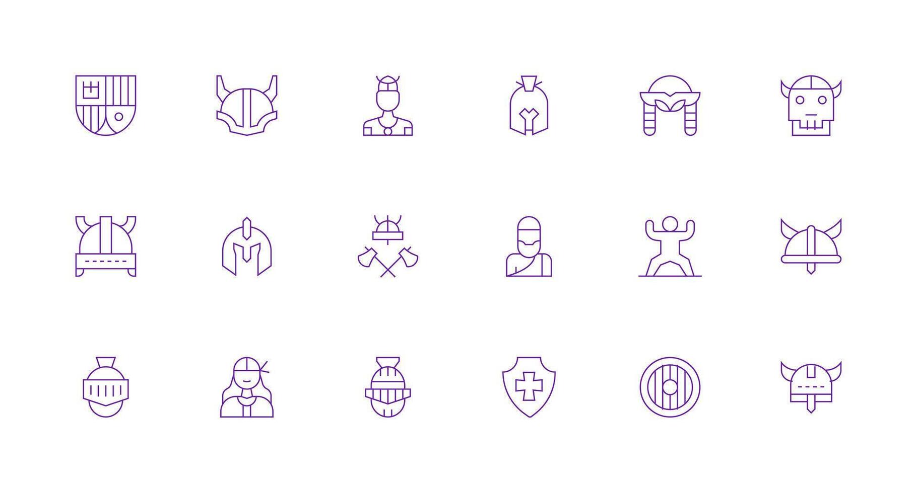 Warrior Design Icons featuring 18 in Minimal Line Style Multi-Purpose Icon Set vector