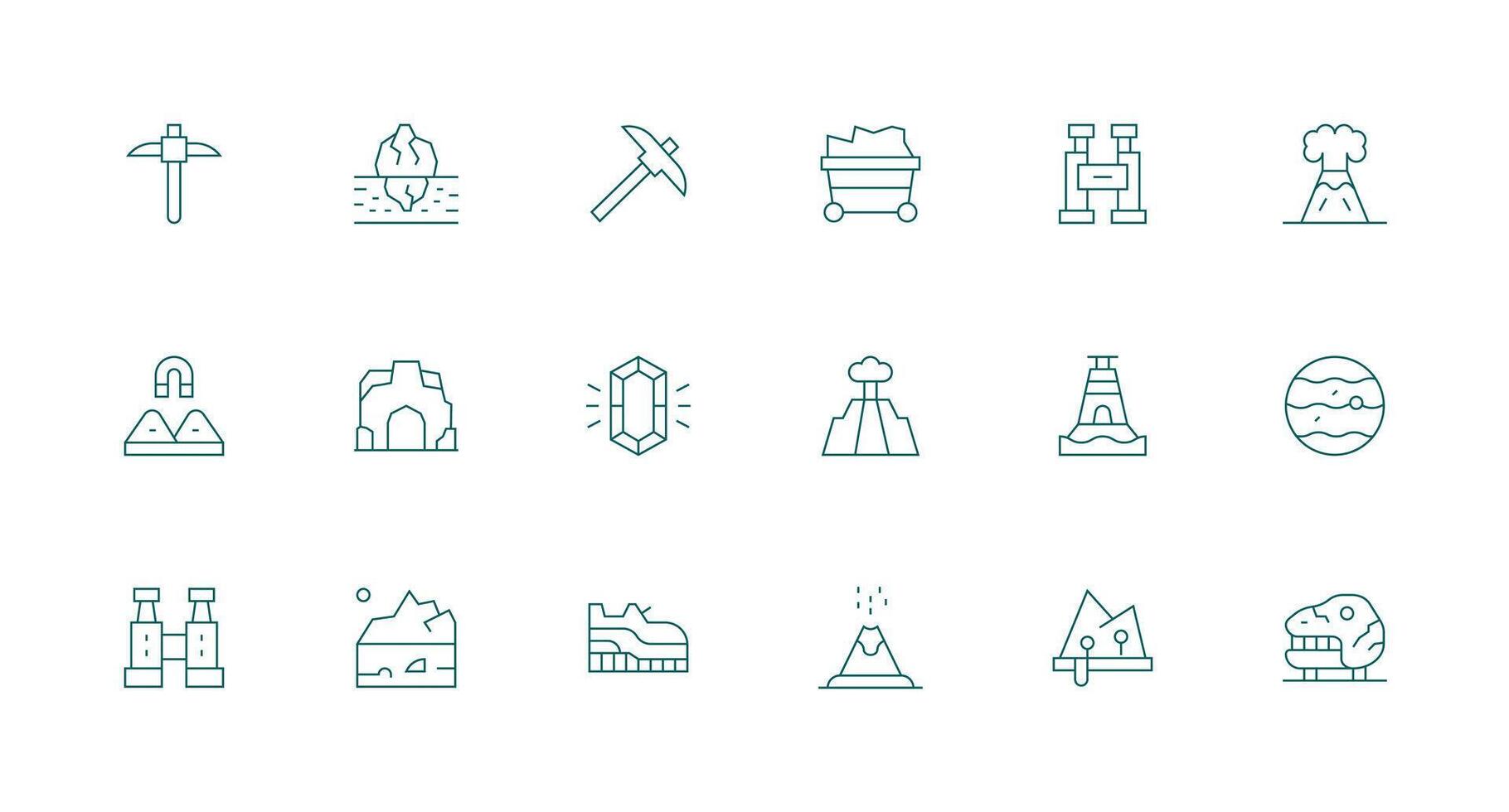 18 Minimal Line Icons for Geology Graphics Interface Icon Collection for Daily Projects vector