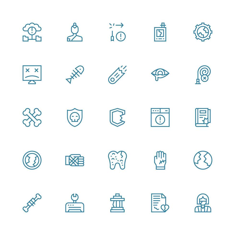 Broken featuring 25 Icons in Medium Stroke Outline Design Flexible Icon System for Web Interfaces vector