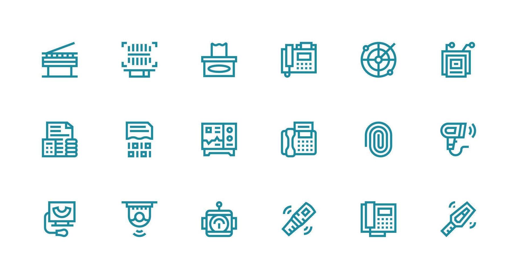 Scanning Set with 18 Strong Stroke Line Icons UI-Ready Icon Collection vector