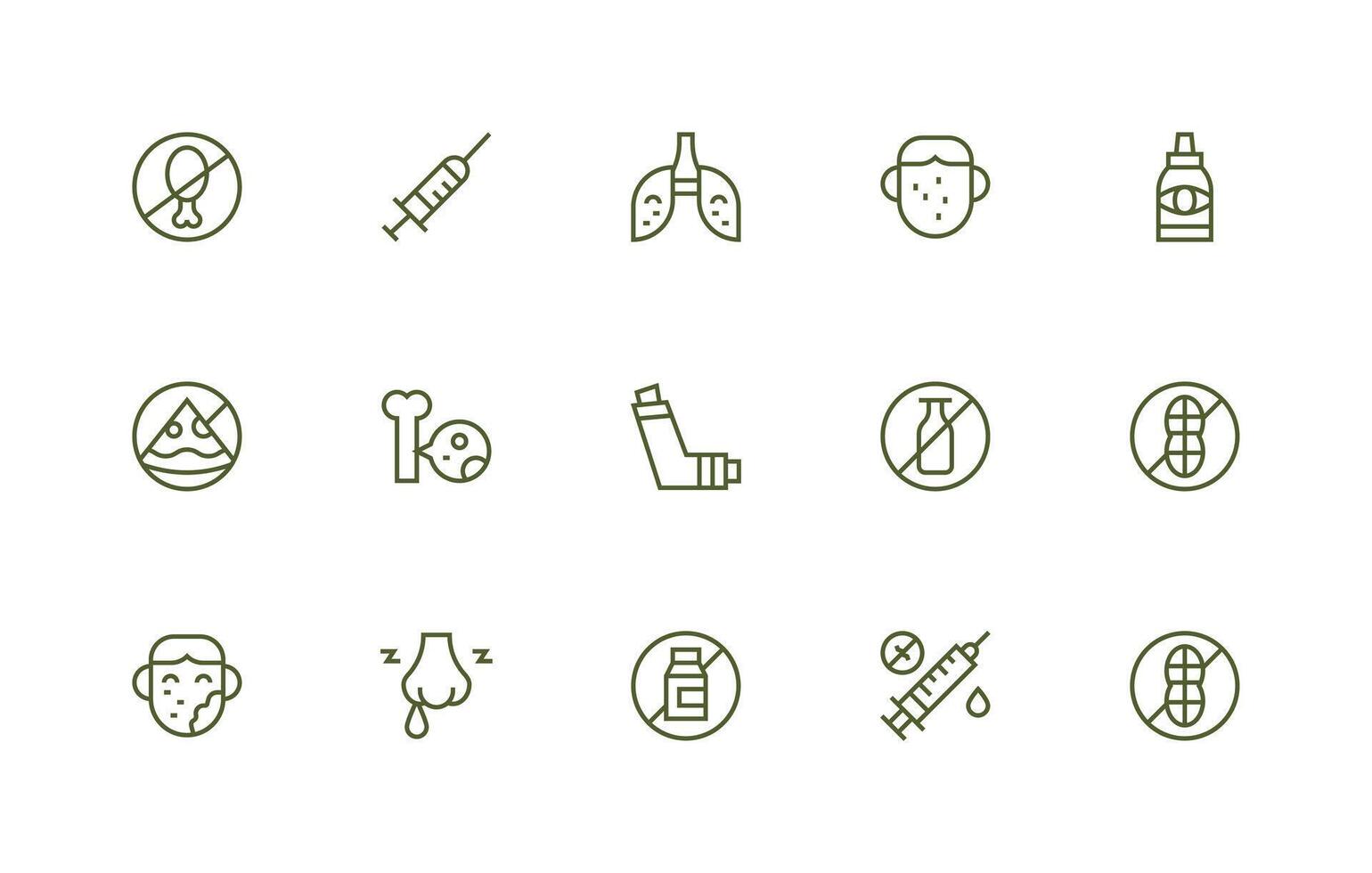 Allergy featuring 15 Icons in Regular Line Design Reliable Icons for All Interfaces vector