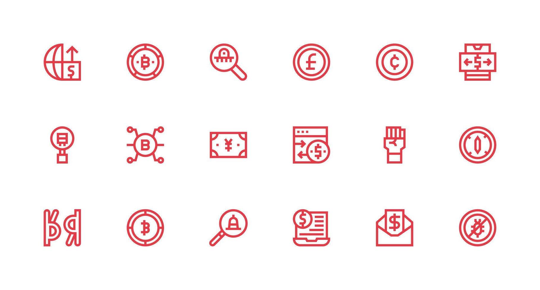 Strong Stroke Line Icons from Digital Currency Set with 18 Vectors Layout Icon Collection