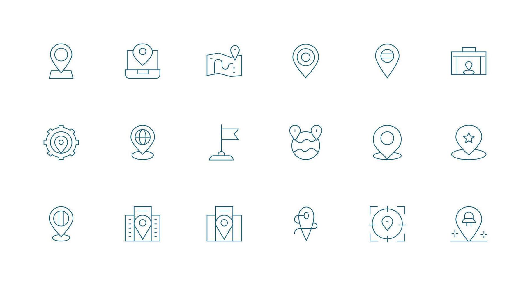 18 Icons for Coordinates in Minimal Line Format UI-Ready Icon Collection vector