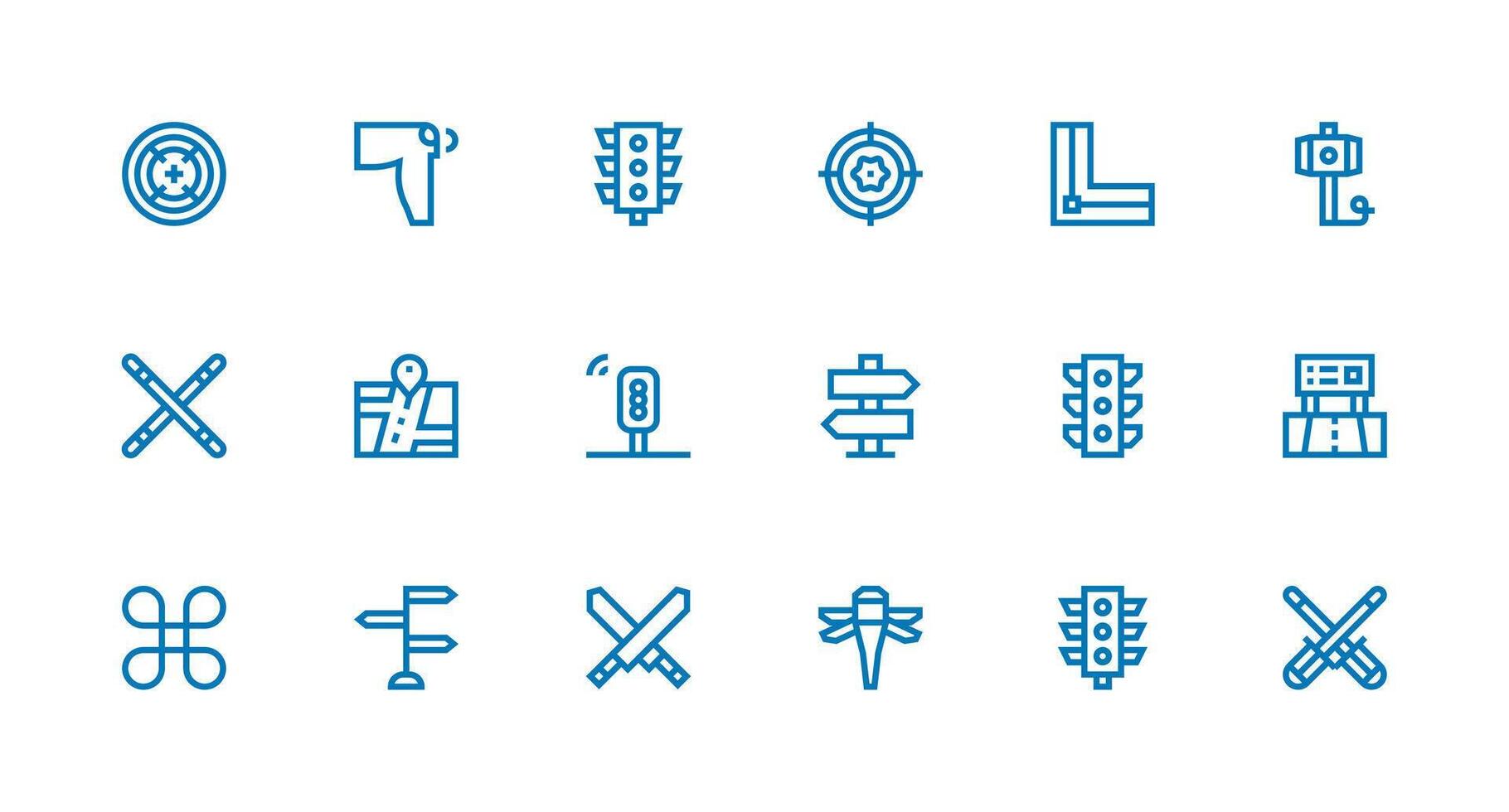 Intersection featuring 18 Icons in Strong Stroke Line Design Essential Icon Set for Teams vector