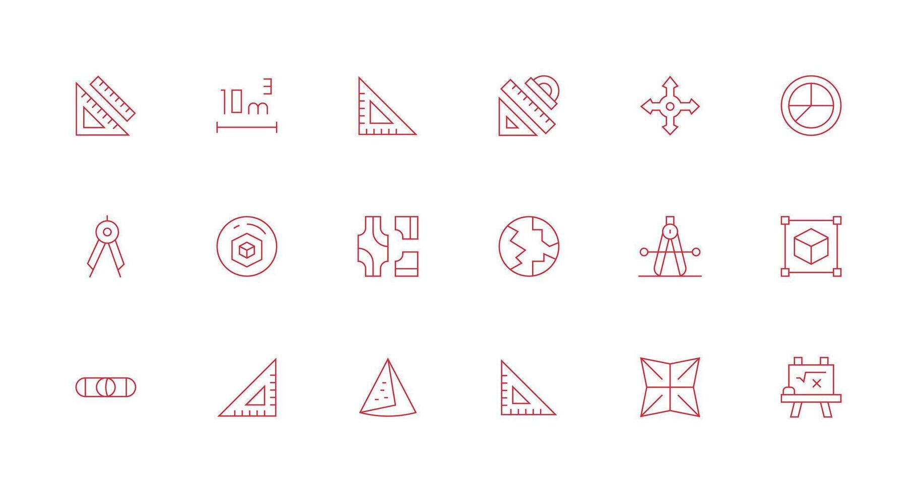 Minimal Line Style Geometry Icons with 18 Vectors Icon Set for Web