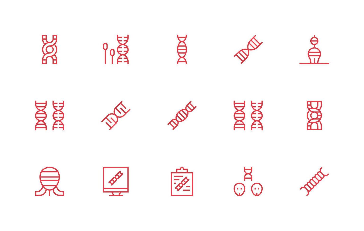 Chromosome Icon Set with 15 Regular Line Graphics Professional Icon Set vector