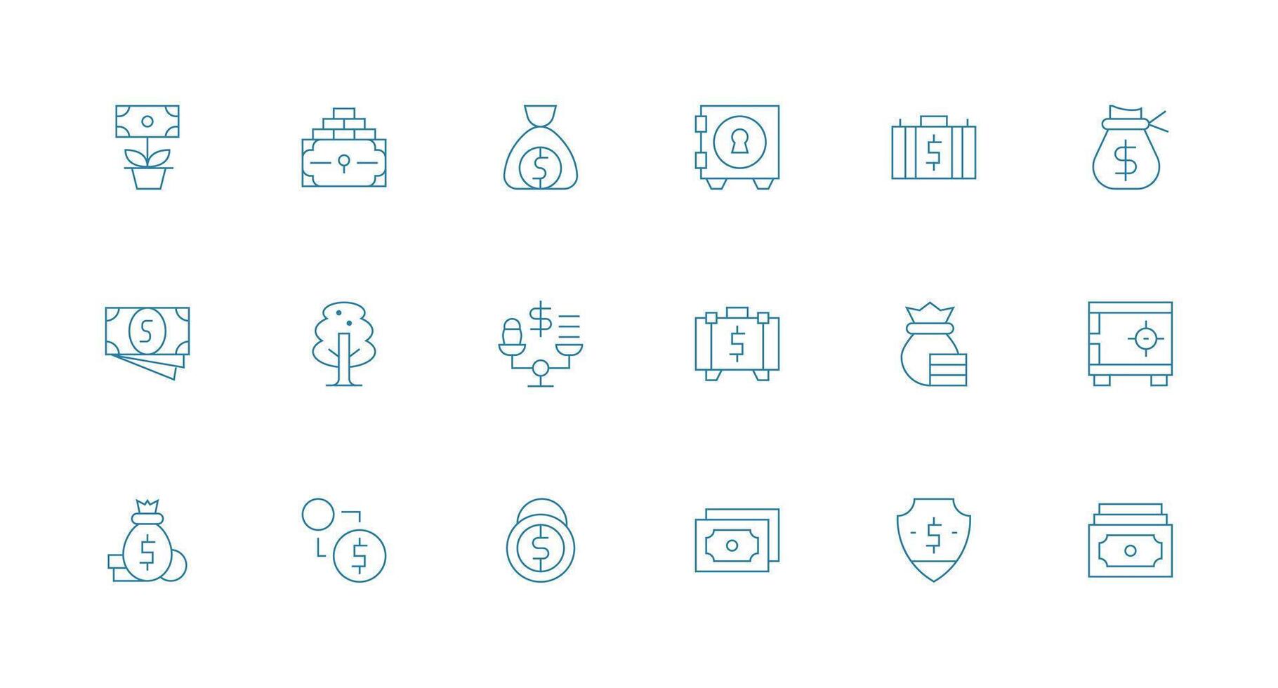 Assets including 18 Minimal Line Illustrations Complete Icon Bundle for Web Design vector