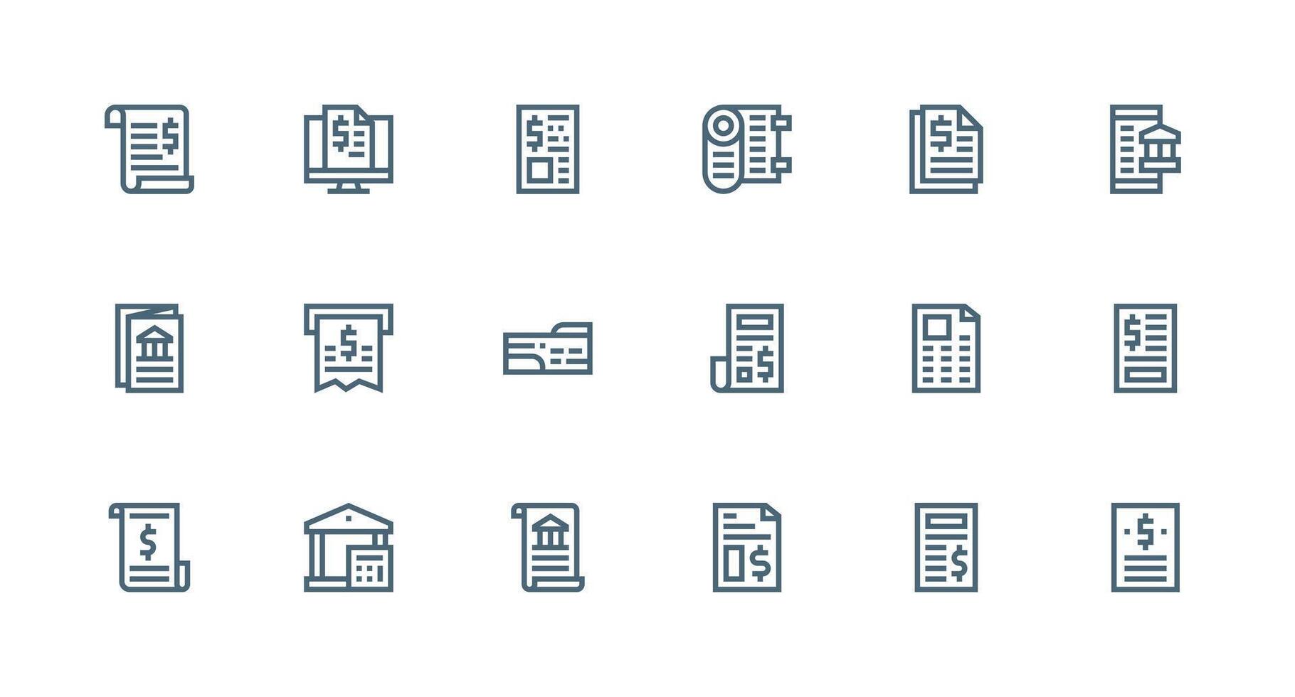 Ledger featuring 18 Icons in Strong Stroke Line Design Icon Set for Web vector