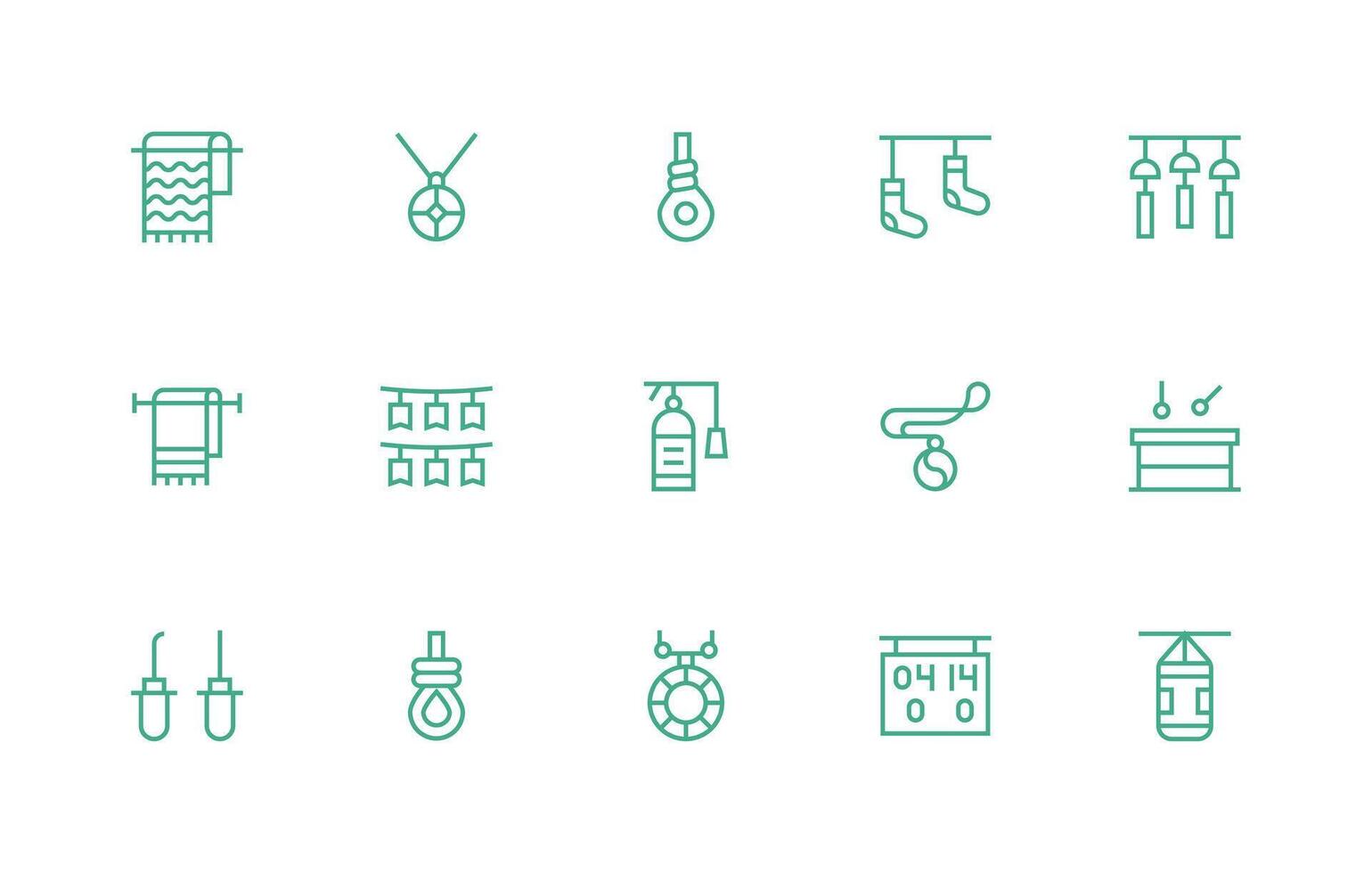 Hanging Icon Set with 15 Regular Line Graphics Editable Icon Collection vector