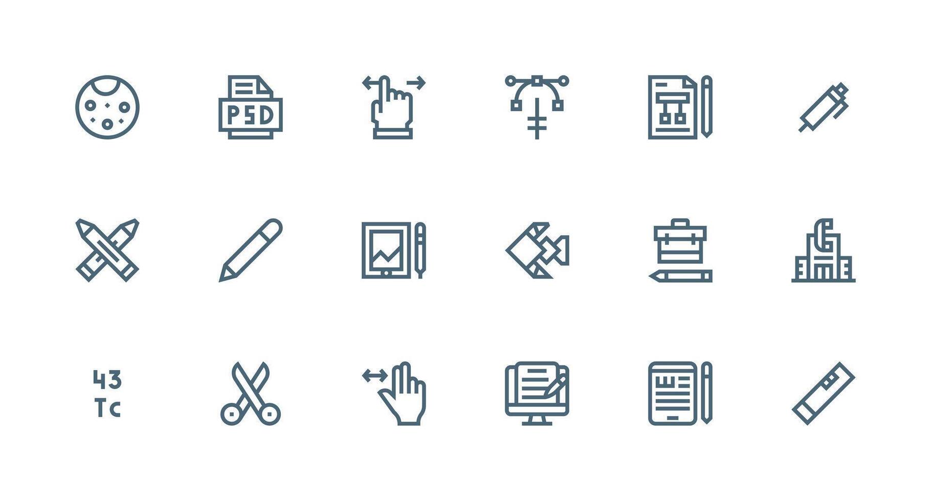 18 Strong Stroke Line Icons for Editing Graphics Dashboard Icon Series vector