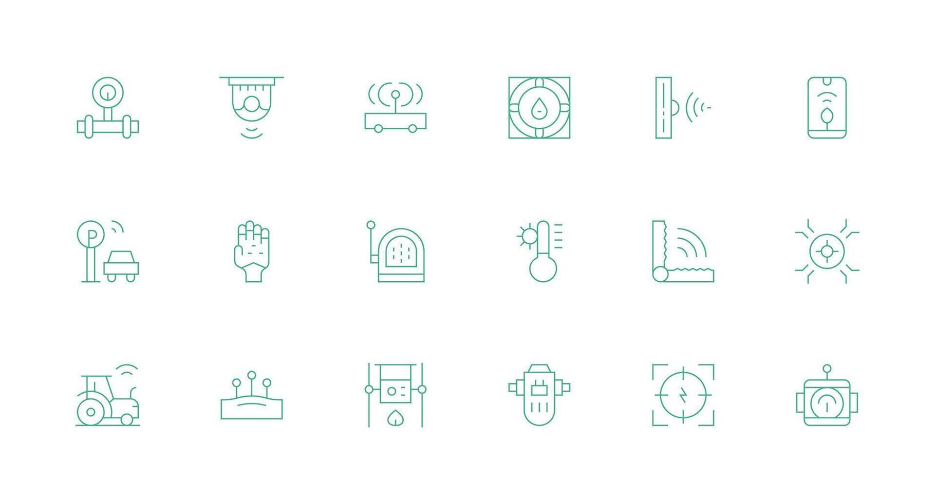 sensor conjunto con 18 mínimo línea íconos general utilizar icono paquete vector