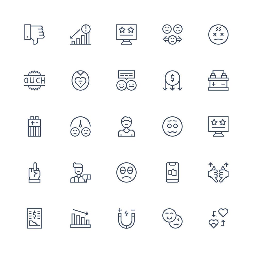 Medium Stroke Outline Style Negative Icons with 25 Vectors Web and App Icon Pack Collection