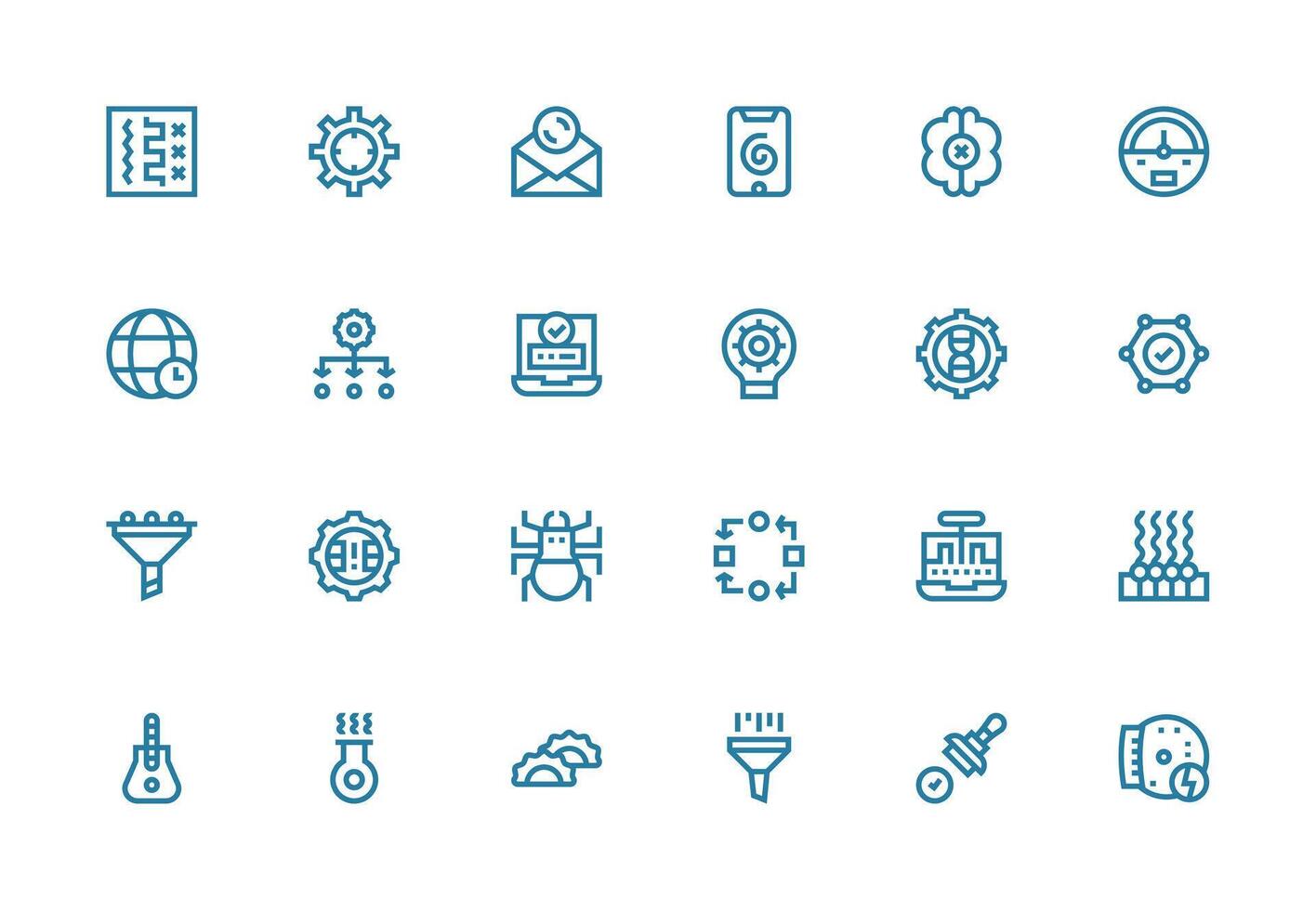 Process Icon Collection with 24 Thick Line Line Designs Quick Access Icons for UI Development vector