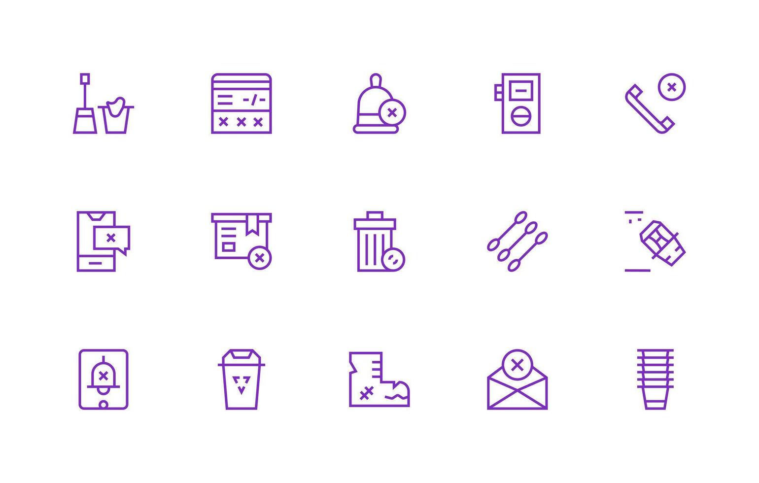 Remove Icon Set with 15 Regular Line Graphics Neat Icon Set vector