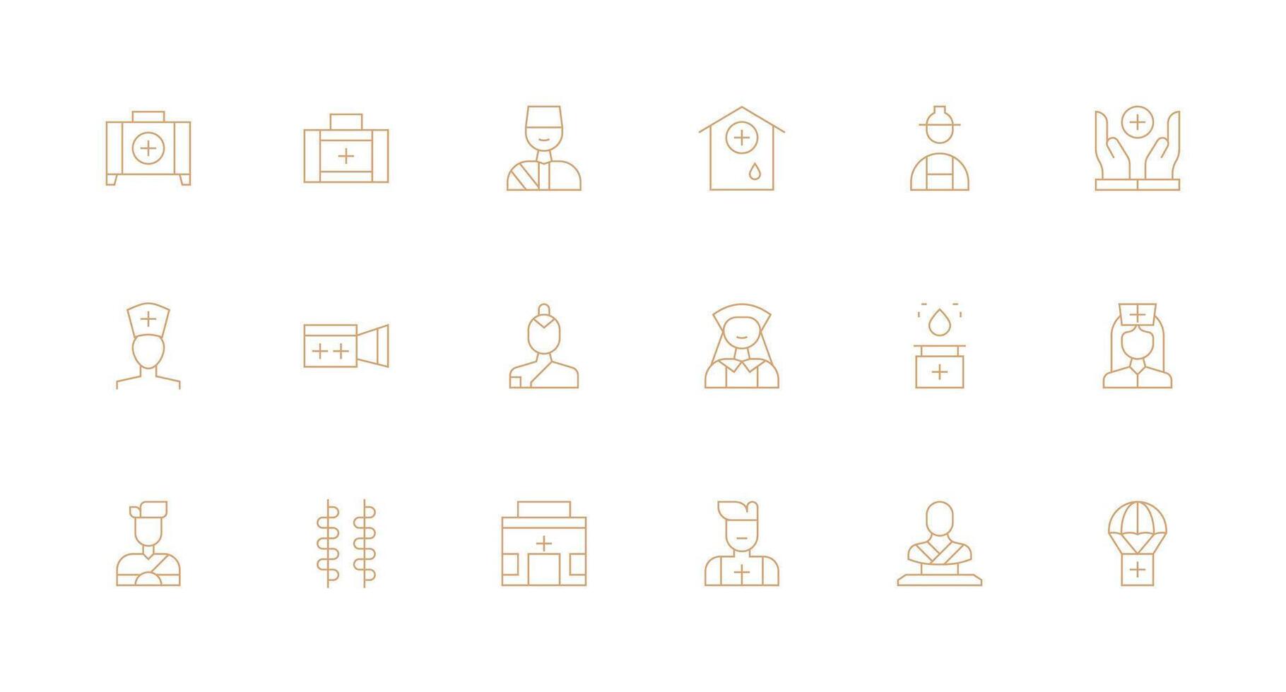 First Aid Visual Pack containing 18 Minimal Line Icons Quick Access Icons for UI Development vector