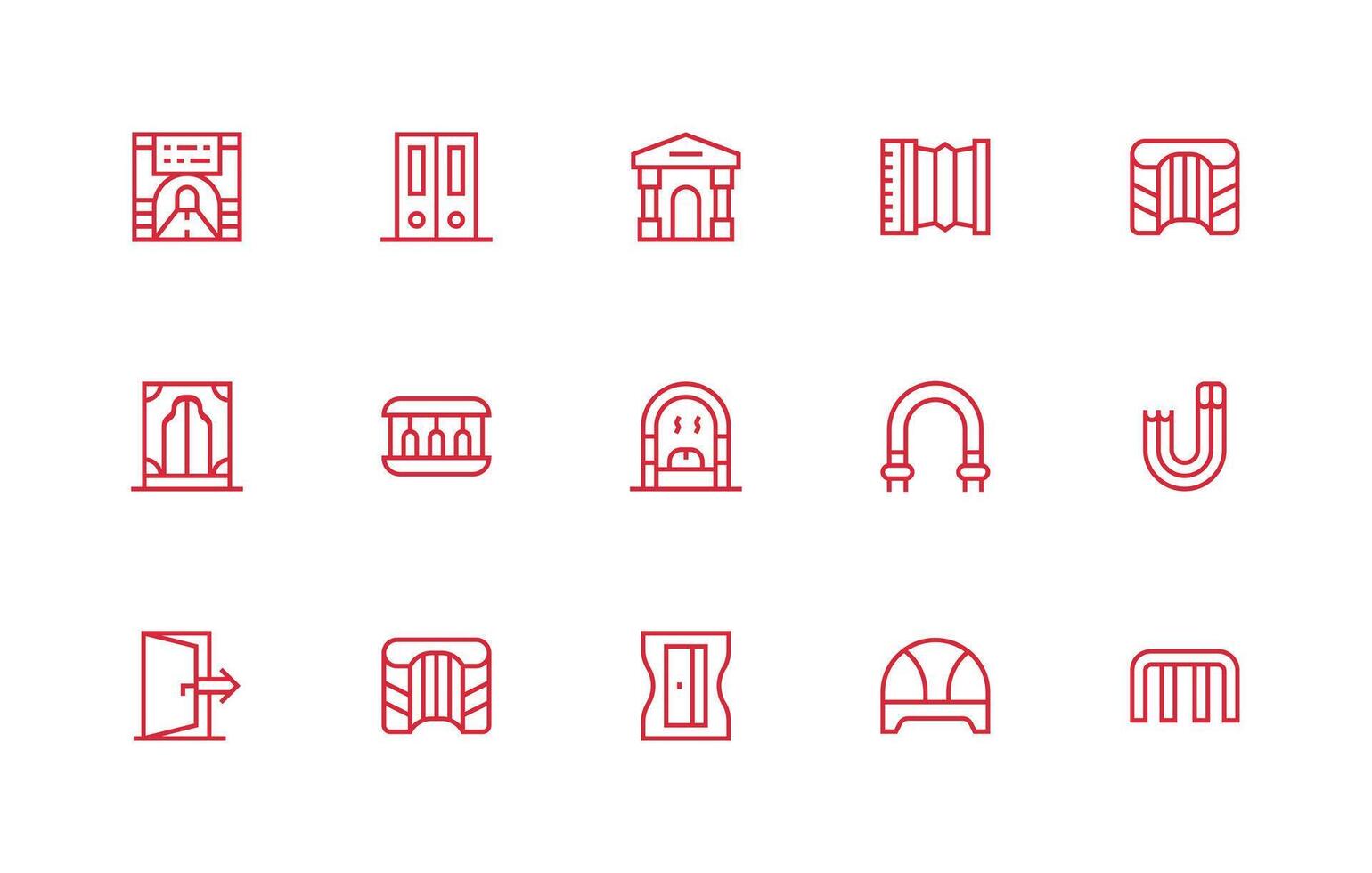Passage Icon Set with 15 Regular Line Graphics Simple Icons for Interface and Wireframes vector