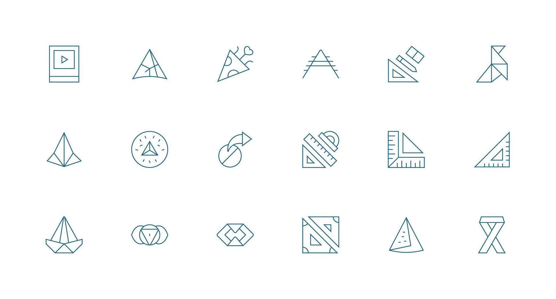 18 Icons for Triangle in Minimal Line Format Multi-Purpose Icon Pack for Templates vector
