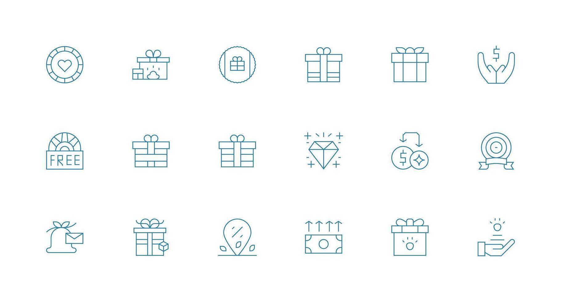 18 Icons for Bonus in Minimal Line Format Simple Icons for Interface and Wireframes vector