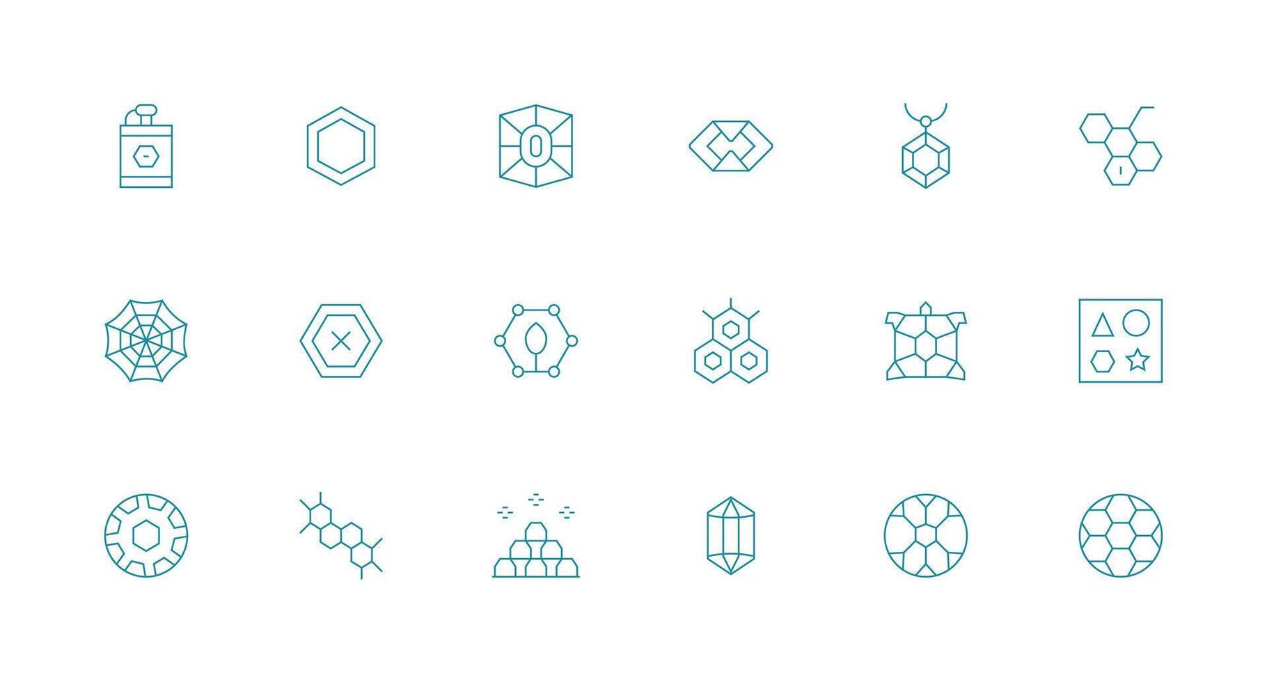 Minimal Line Style Hexagon Icons with 18 Vectors UI and UX Focused Icon Collection