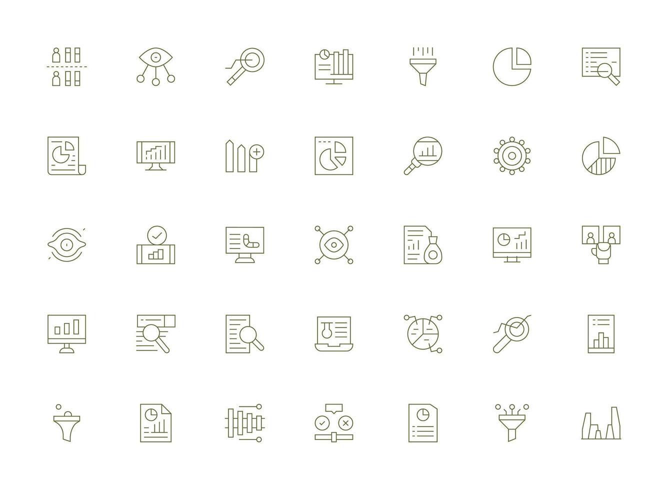 Data Analysis Icon Set with 35 Light Line Graphics Modern Icon Set vector