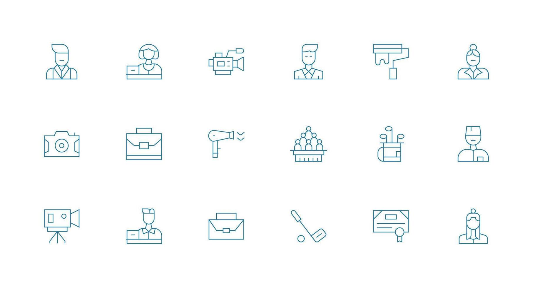 mínimo línea íconos desde profesional conjunto con 18 vectores limpiar conjunto para diseño prototipos