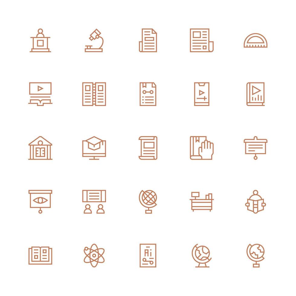 Learning Design Icons featuring 25 in Medium Stroke Outline Style Icon Set for Apps vector