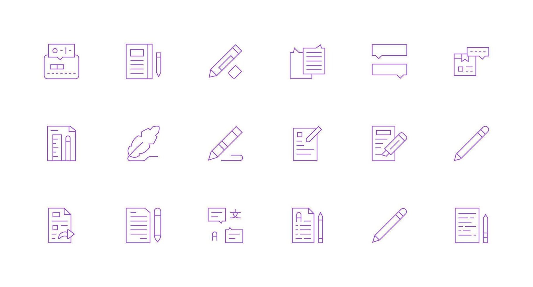 Annotation Design Icons featuring 18 in Minimal Line Style Multi-Purpose Icon Pack for Templates vector