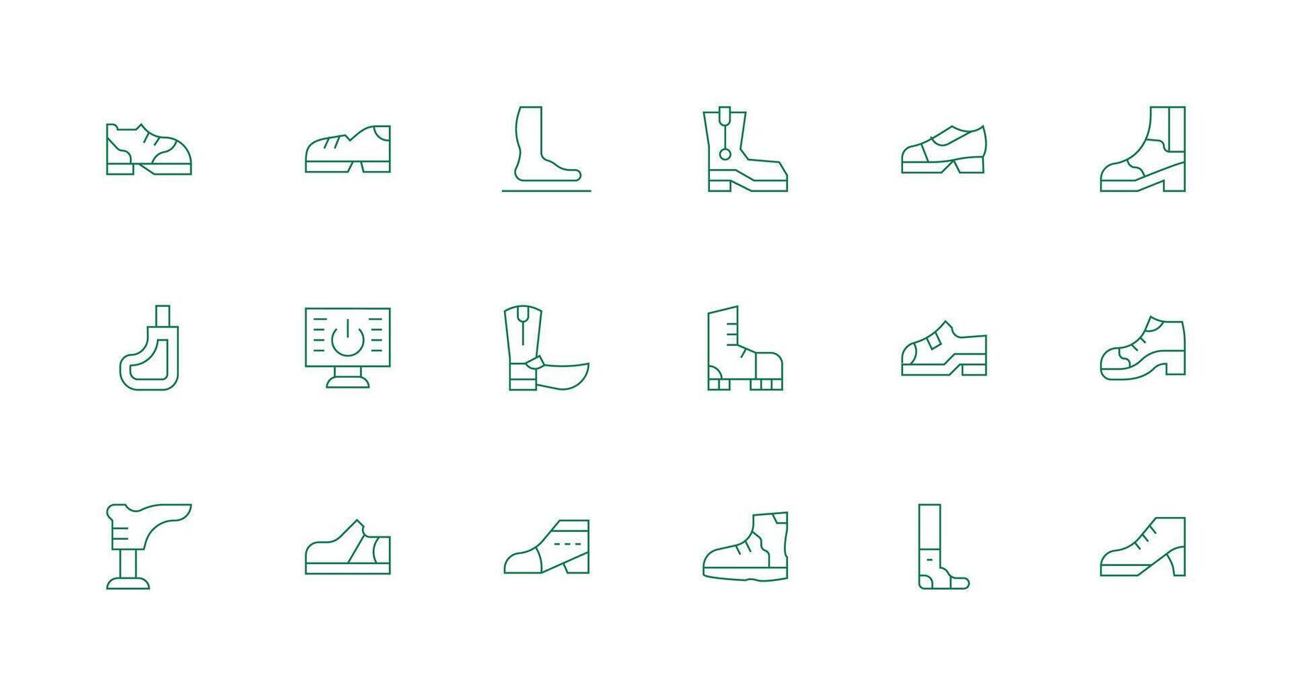 Boot Icon Collection with 18 Minimal Line Designs Basic Icon Series vector