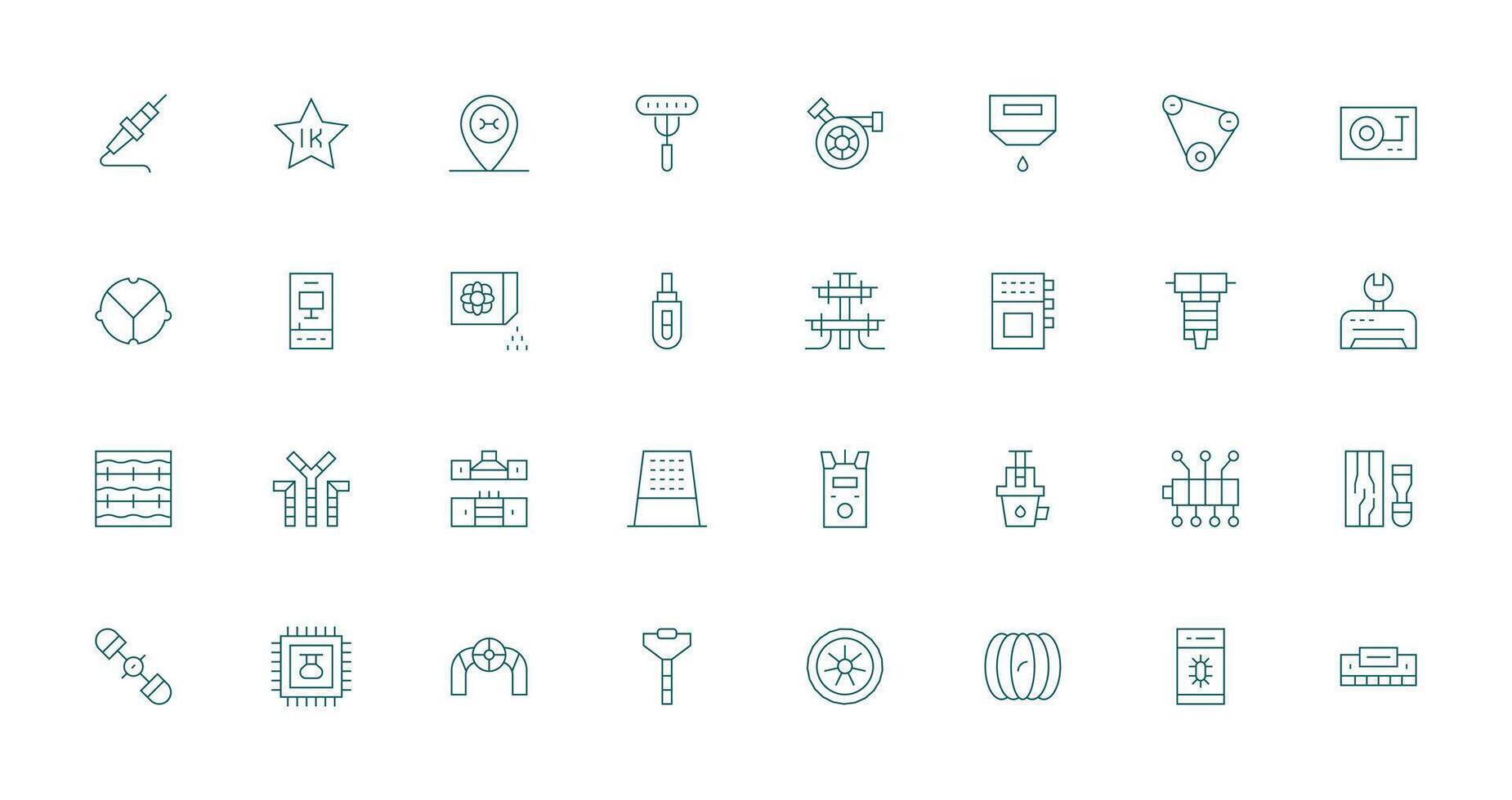 32 Thin Line Vectors for Component Theme User Interface Icons for Digital Products