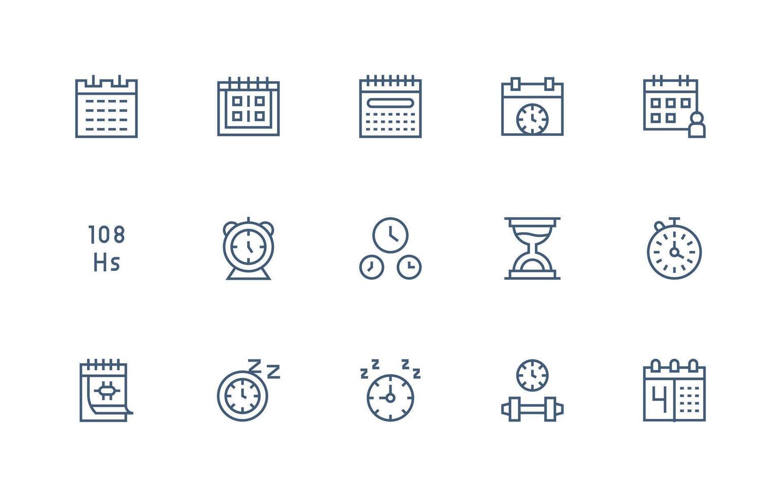 Time Management Set with 15 Regular Line Icons Basic Icon Series vector