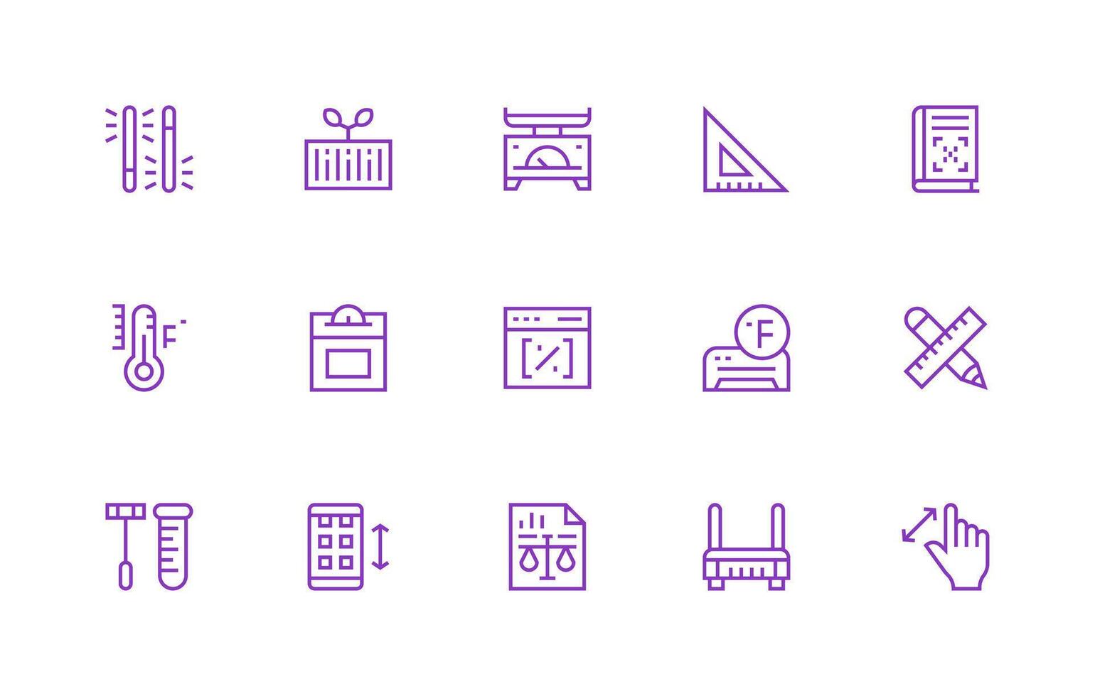 Scale Icon Set with 15 Regular Line Graphics Dashboard Icon Series vector