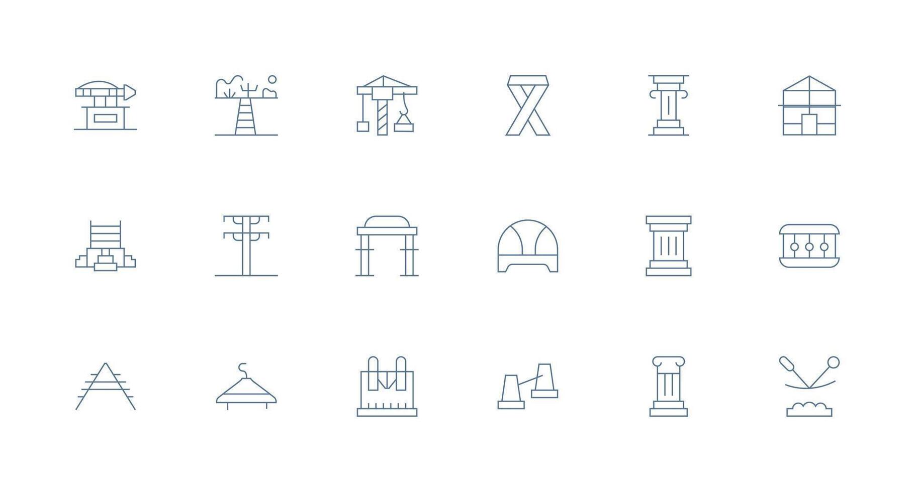 Support Structure Icon Collection with 18 Minimal Line Designs App Icon Pack vector