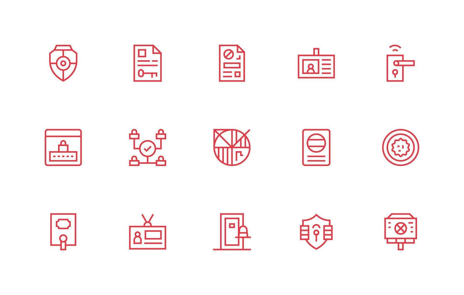 acceso controlar presentando 15 íconos en regular línea diseño web y aplicación icono paquete colección vector